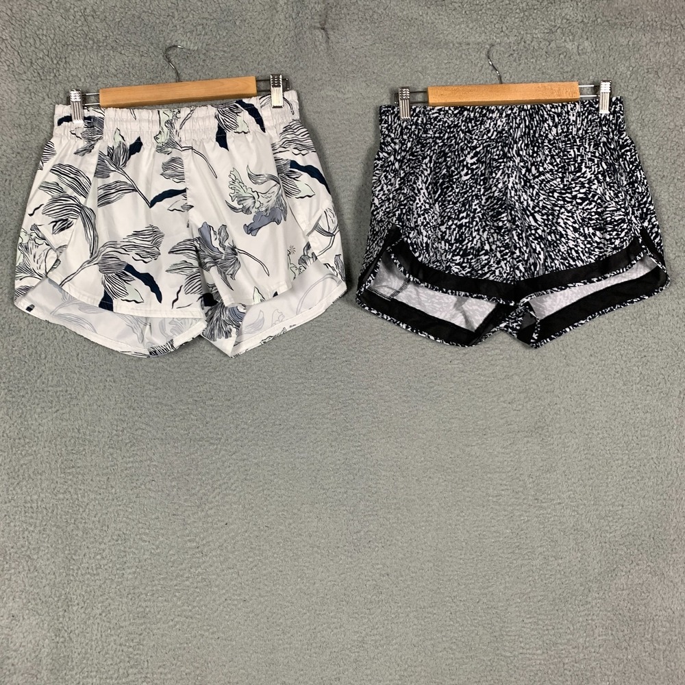 Lot Of 2 Athleta Racer Run Shorts Women's Small Floral Nouveau/Printed Lined Gym